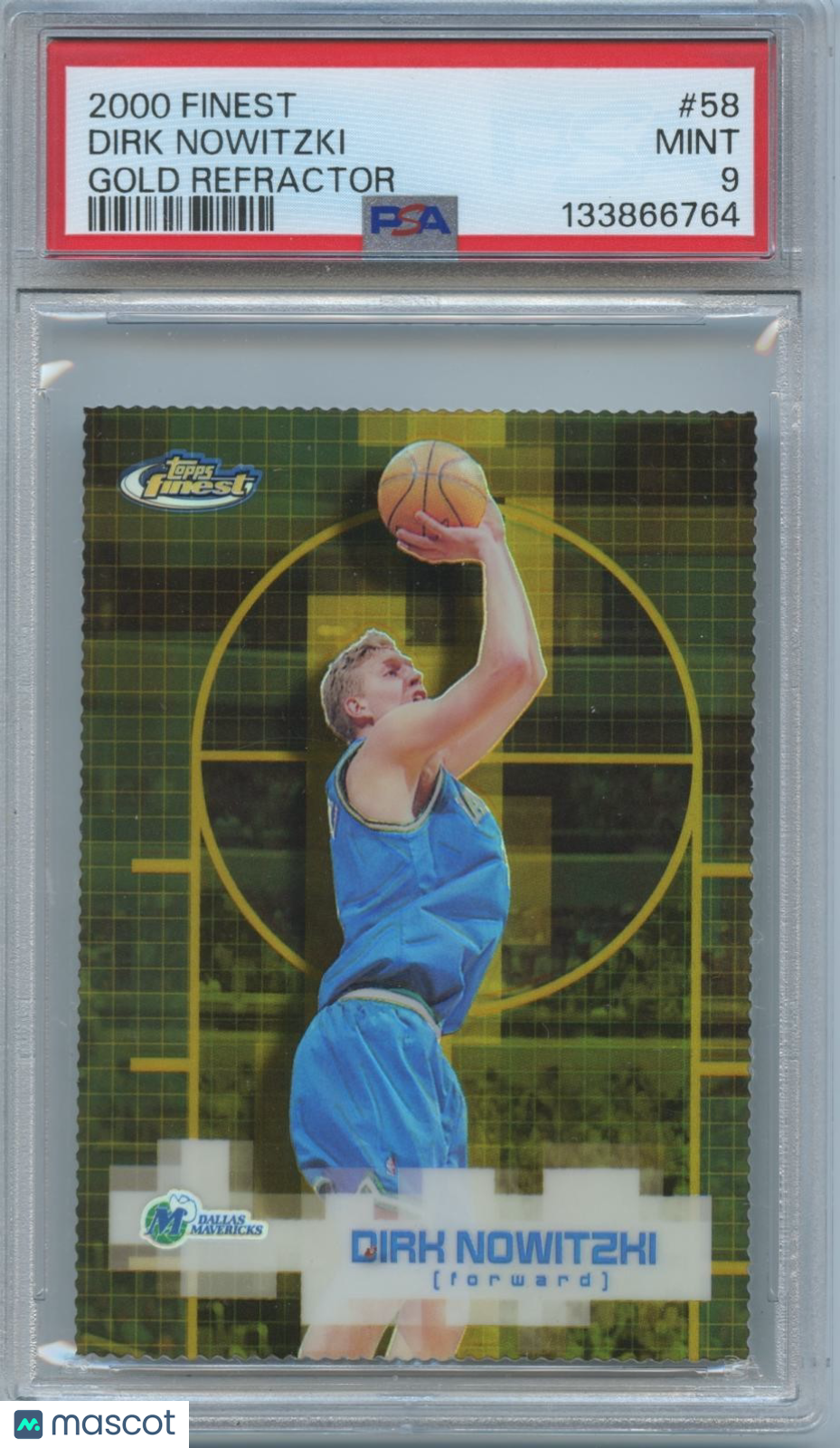 Dirk Nowitzki 2000 Topps Finest GOLD Refractor Dallas Mavericks 59/100 PSA 9