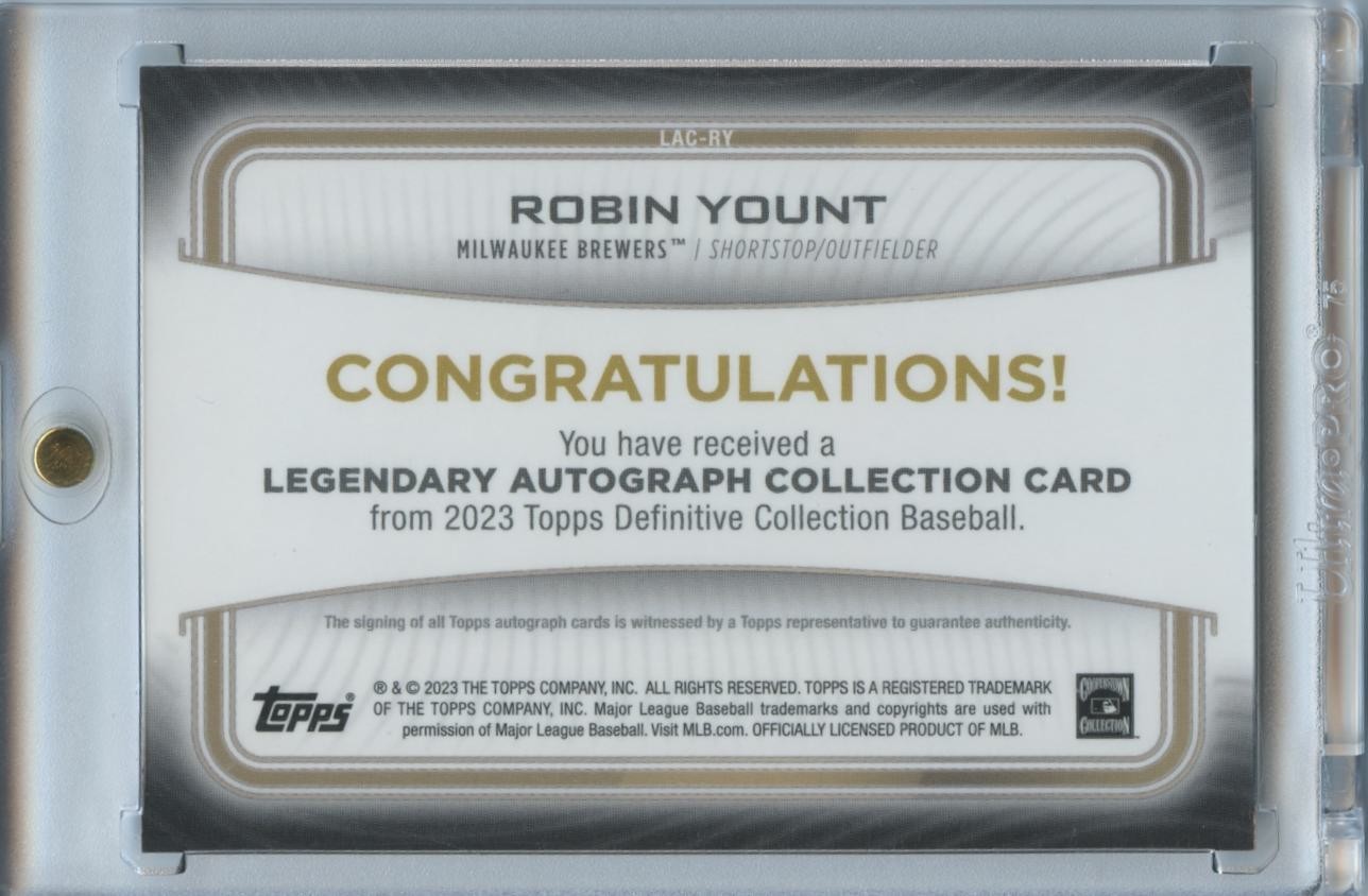 Robin Yount 2023 Definitive On Card Auto Autograph Milwaukee Brewers 2/25