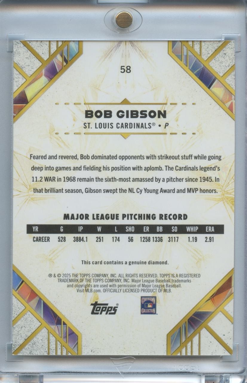 Bob Gibson 2025 Diamond Icons Gem St. Louis Cardinals 4/15 #58