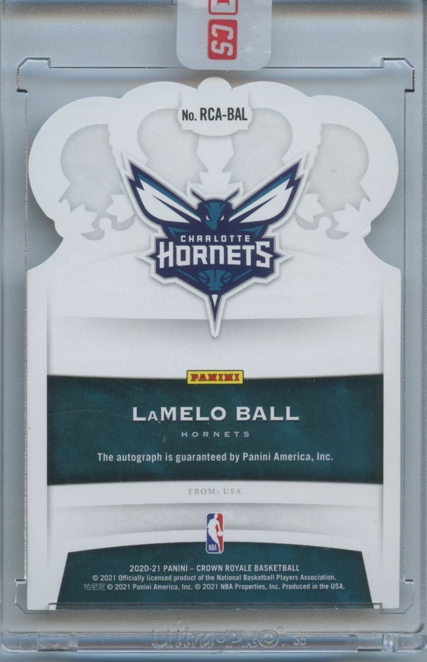 Lamelo Ball 2020-21 Crown Royale Auto Autograph Rookie RC Charlotte Hornets /99