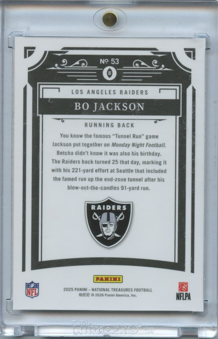 Bo Jackson 2025 National Treasures Midnight SSP Oakland Raiders 19/20 #53