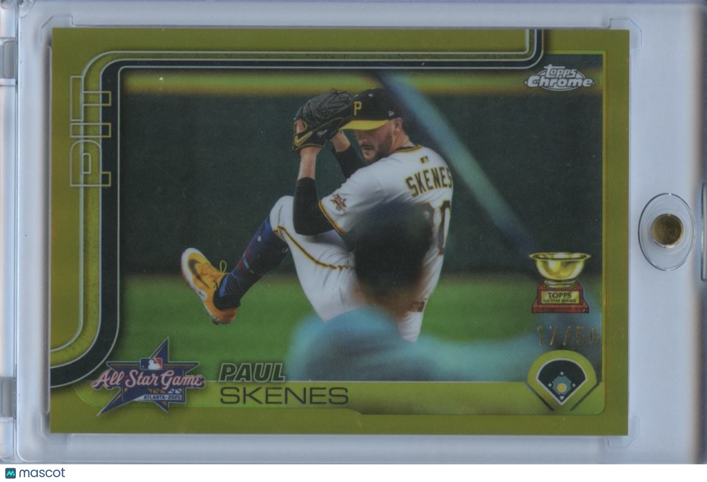 Paul Skenes 2025 Topps Chrome GOLD Refractor Image Variation SSP Pirates 17/50