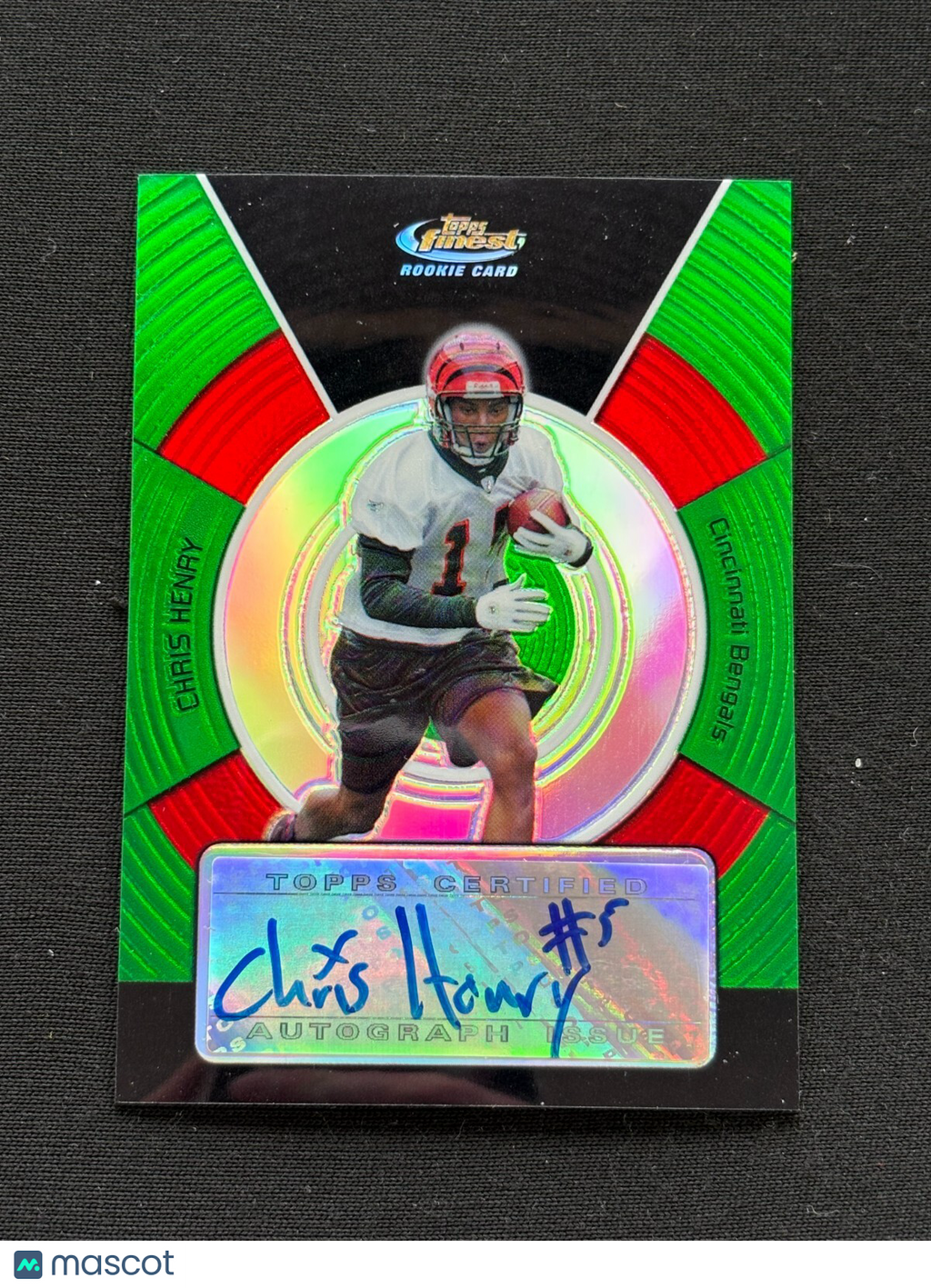 Chris Henry 2005 Topps Finest Auto Autograph RC Green Refractor Bengals 46/199