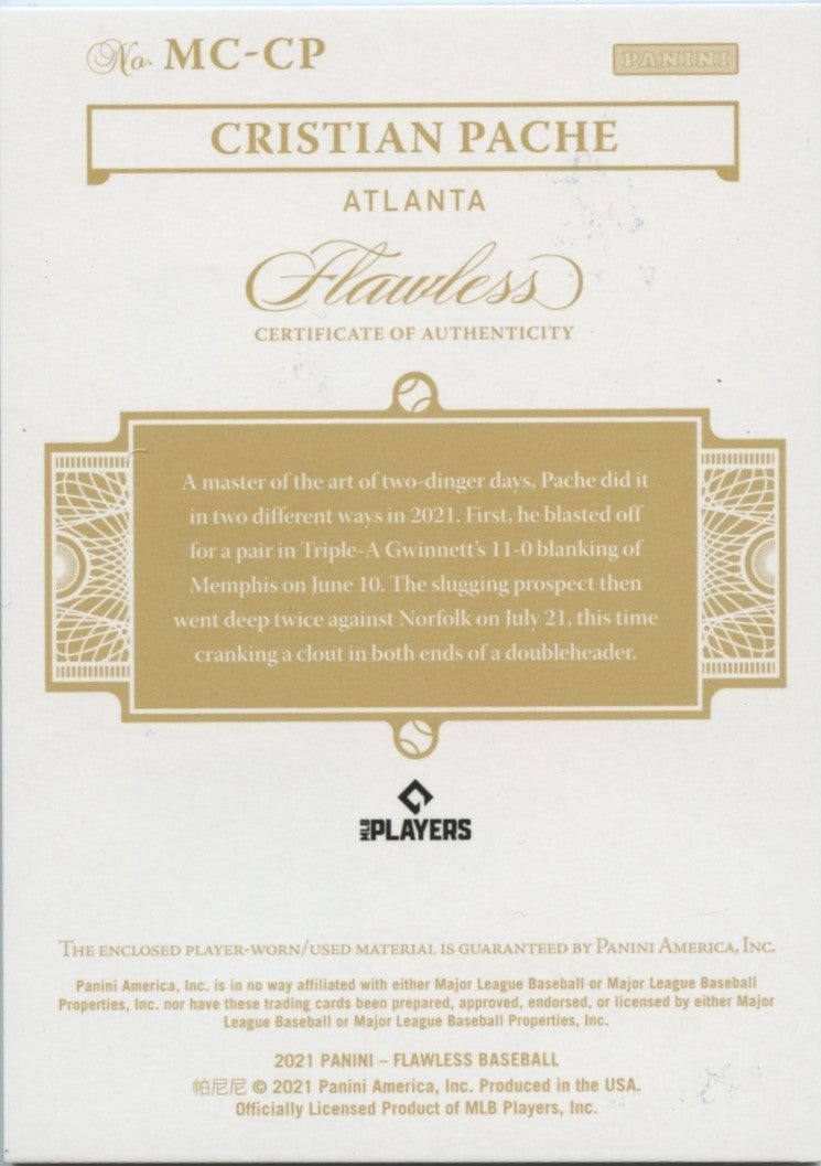 Cristian Pache 2021 Flawless Emerald LOGO Patch Atlanta Braves 5/5