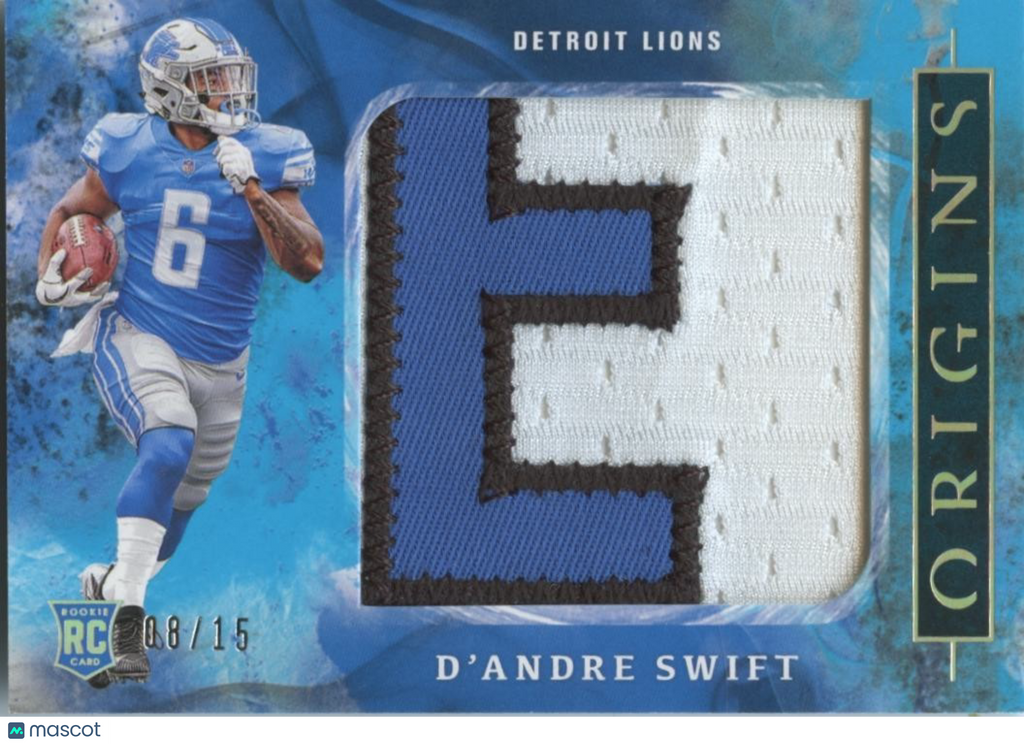 D'Andre Swift 2020 Origins Nameplate Jersey Patch Rookie RC Detroit Lions 8/15