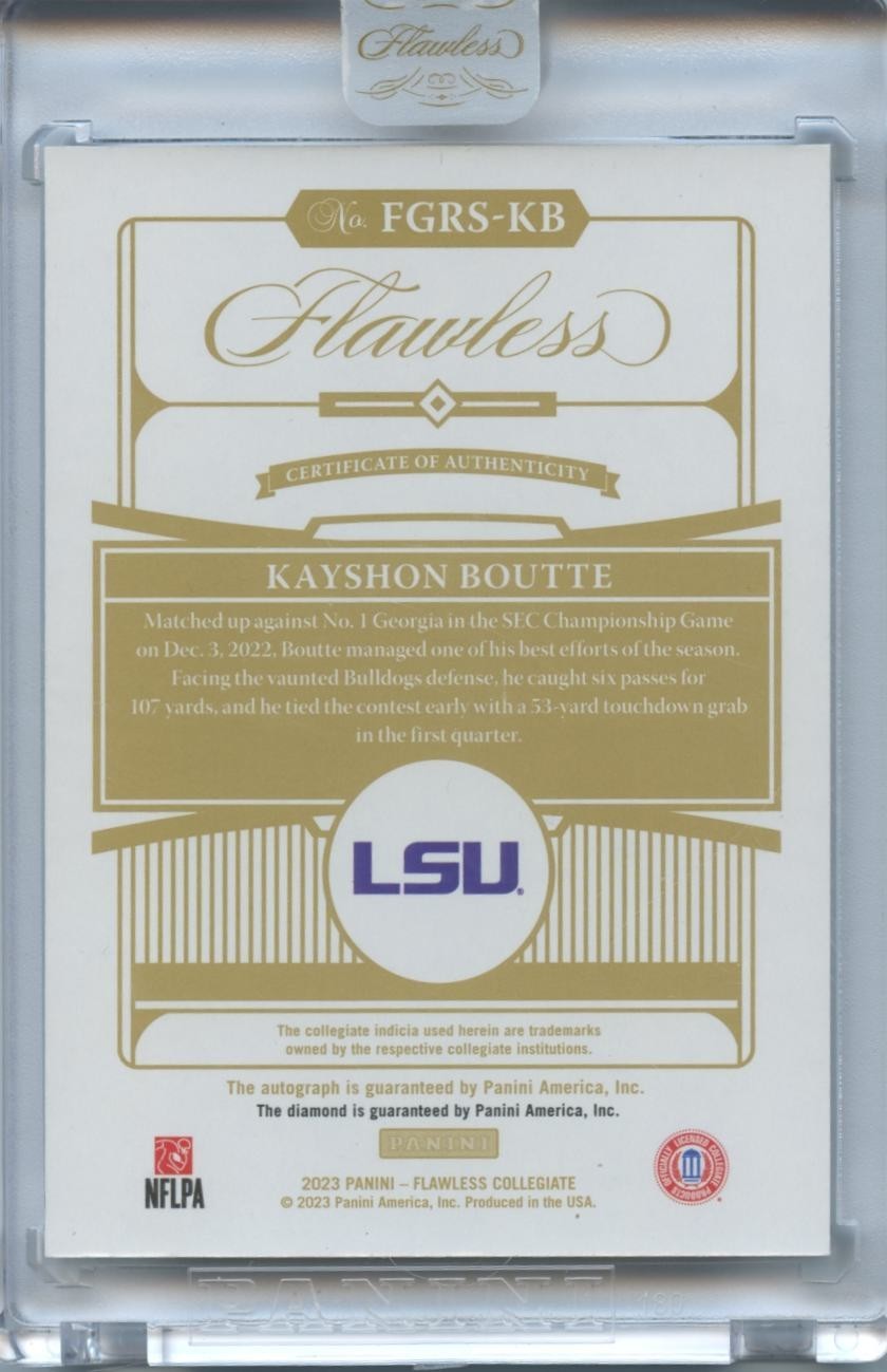 Kayshon Boutte 2023 Flawless Diamond Gem Auto Autograph RC Rookie LSU Tigers