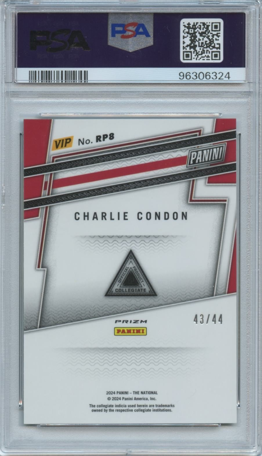 Charlie Condon 2024 Panini VIP GOLD Rookie RC Colorado Rockies 43/44 PSA 9