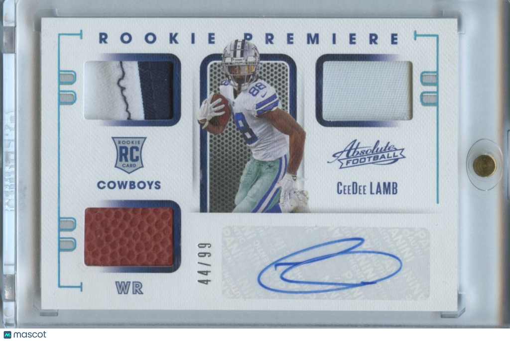 Ceedee Lamb 2020 Absolute Auto Autograph Patch RC Dallas Cowboys 44/99