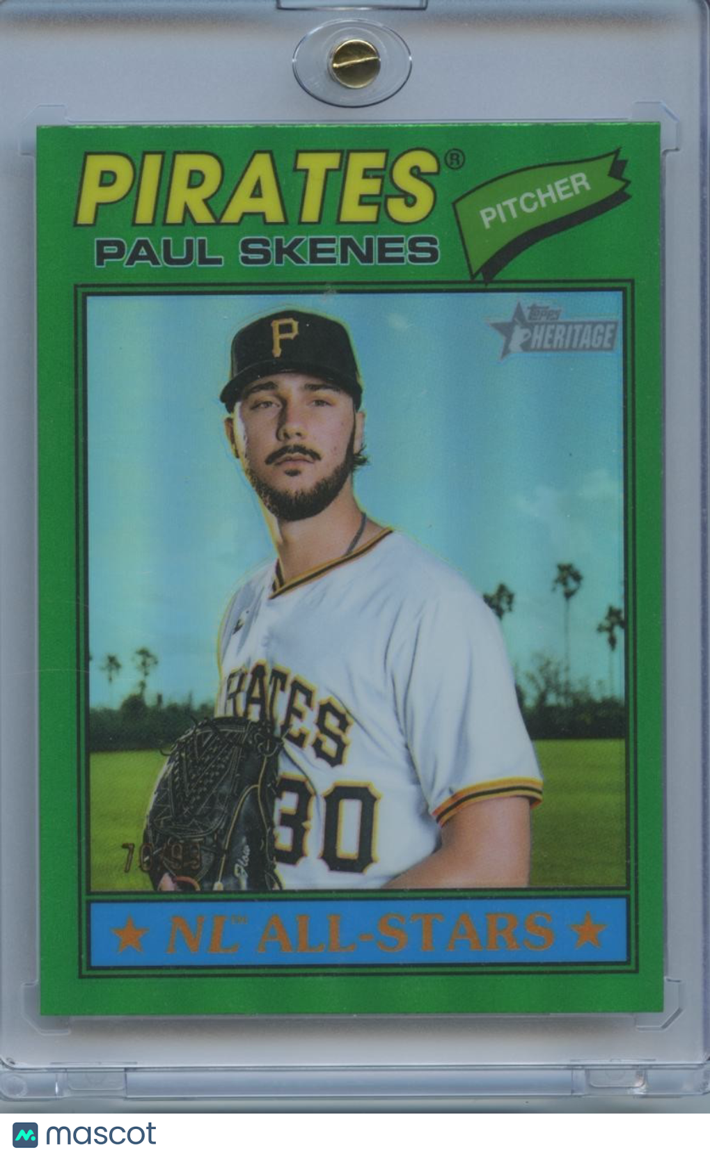 Paul Skenes 2026 Topps Heritage Green Refractor Pittsburgh Pirates 70/99