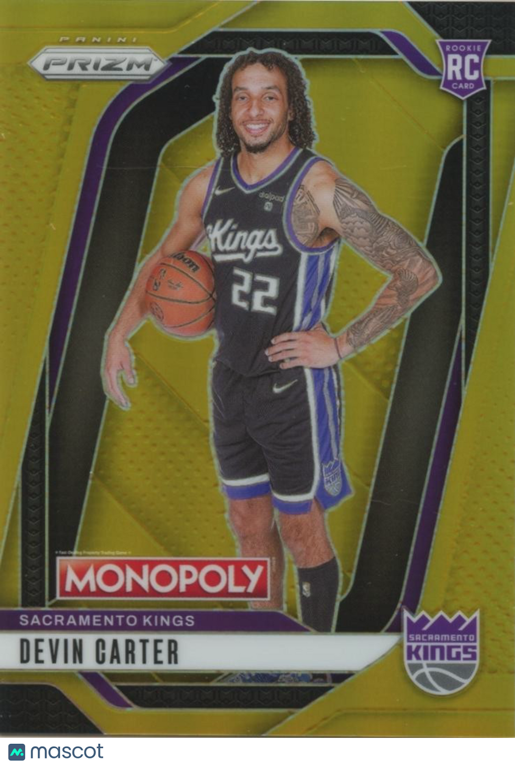Devin Carter 2024-25 Prizm Monopoly GOLD Prizm Rookie RC Sacramento Kings 27/49