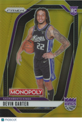 Devin Carter 2024-25 Prizm Monopoly GOLD Prizm Rookie RC Sacramento Kings 27/49