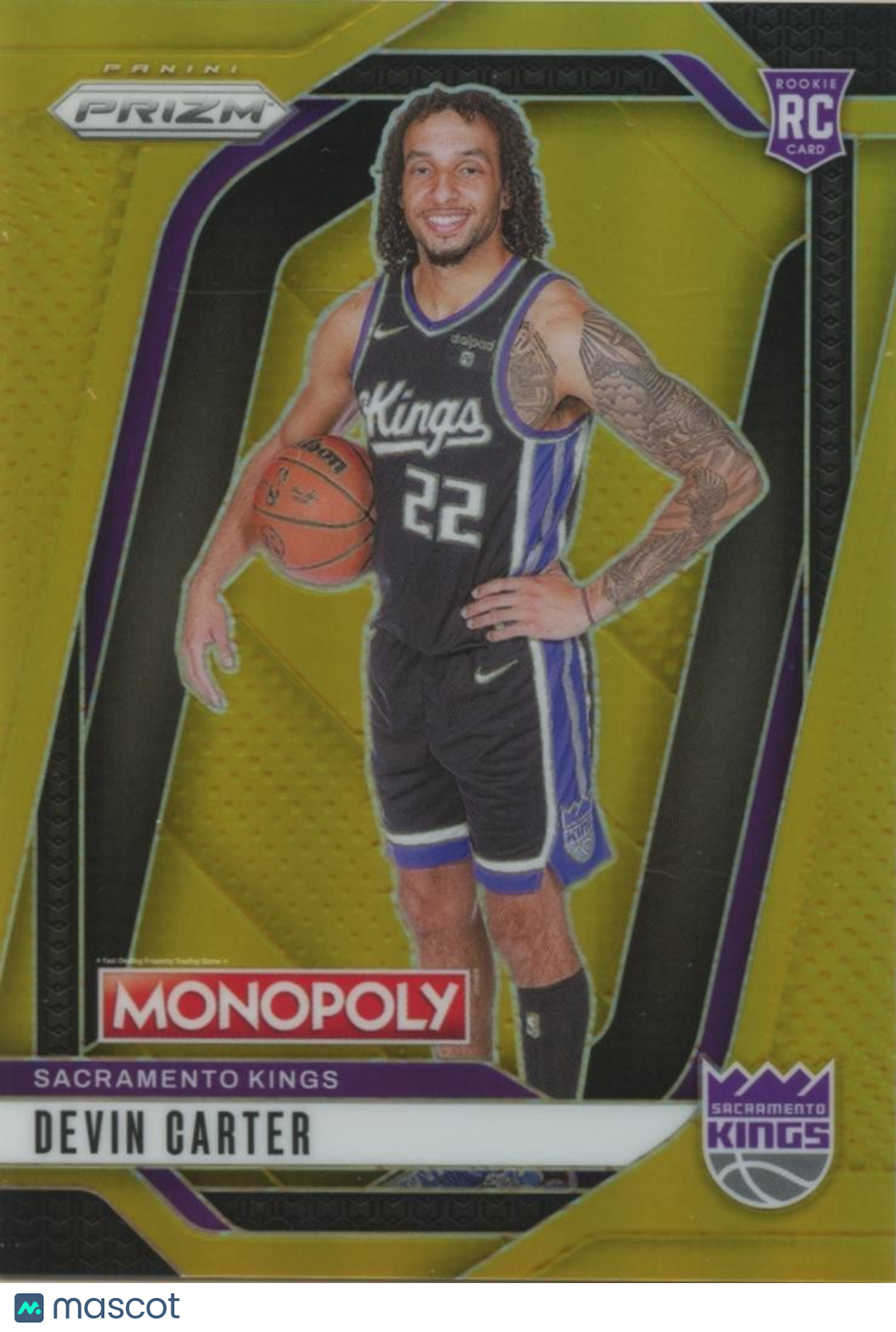 Devin Carter 2024-25 Prizm Monopoly GOLD Prizm Rookie RC Sacramento Kings 27/49