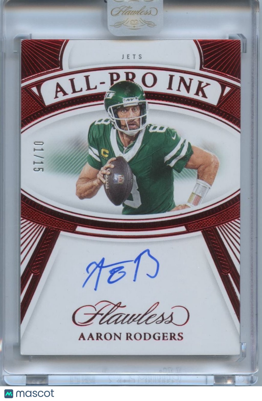 Aaron Rodgers 2024 Flawless On Card Auto Autograph New York Jets 1/15