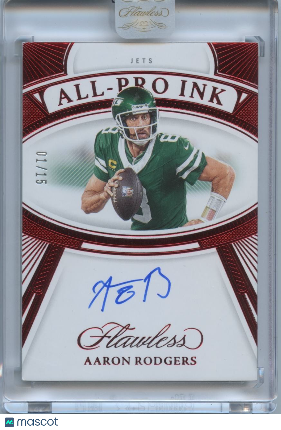 Aaron Rodgers 2024 Flawless On Card Auto Autograph New York Jets 1/15