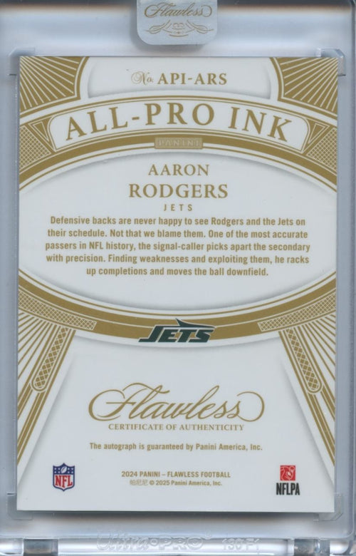 Aaron Rodgers 2024 Flawless On Card Auto Autograph New York Jets 1/15