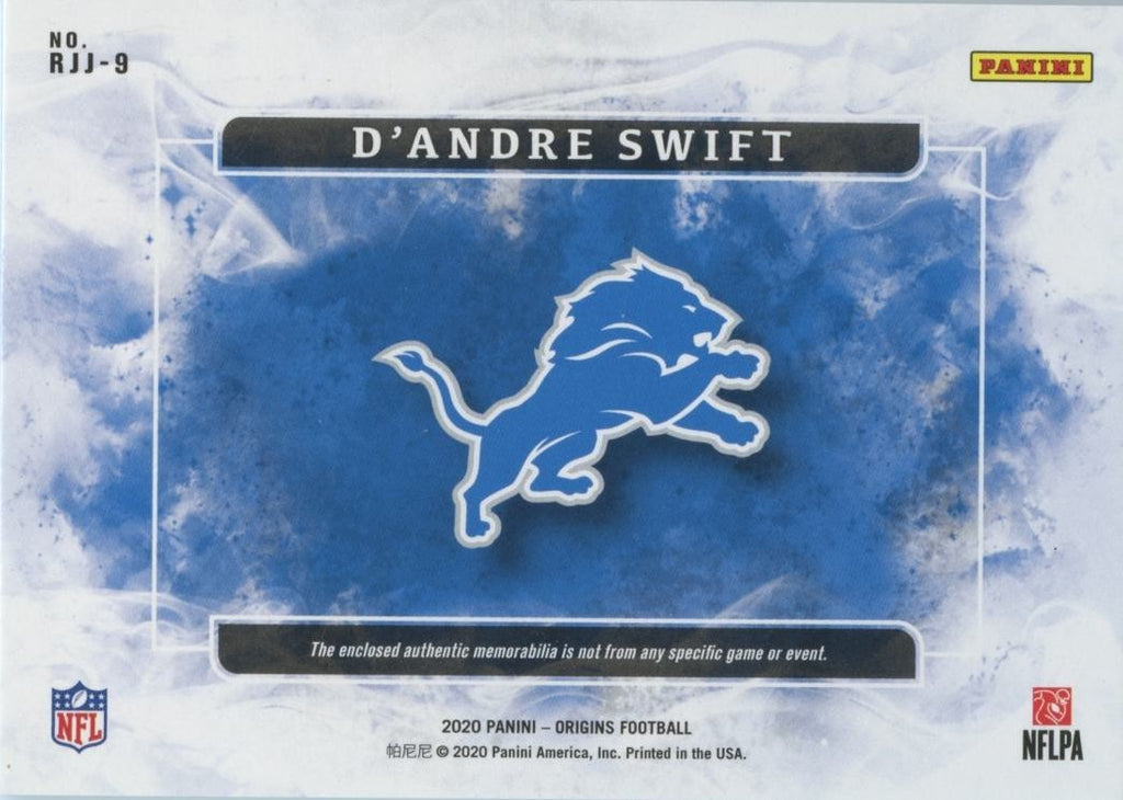 D'Andre Swift 2020 Origins Green Jersey Patch Rookie RC Detroit Lions 3/5