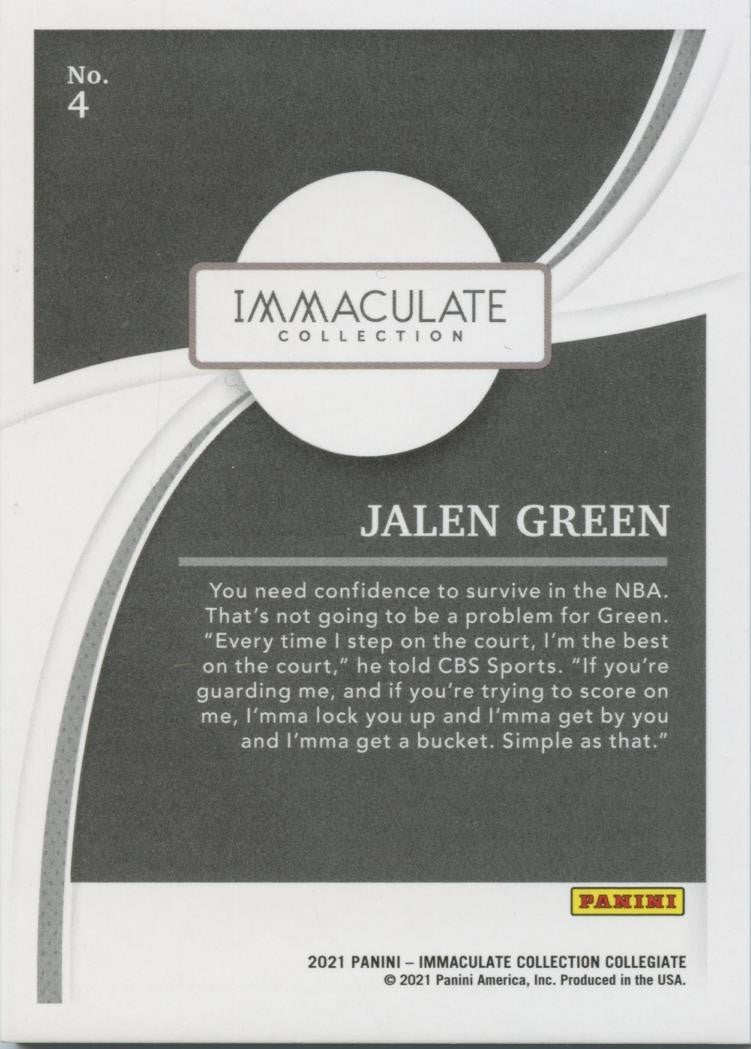 Jalen Green 2021 Immaculate GOLD Rookie Card RC Houston Rockets 4/10 #4