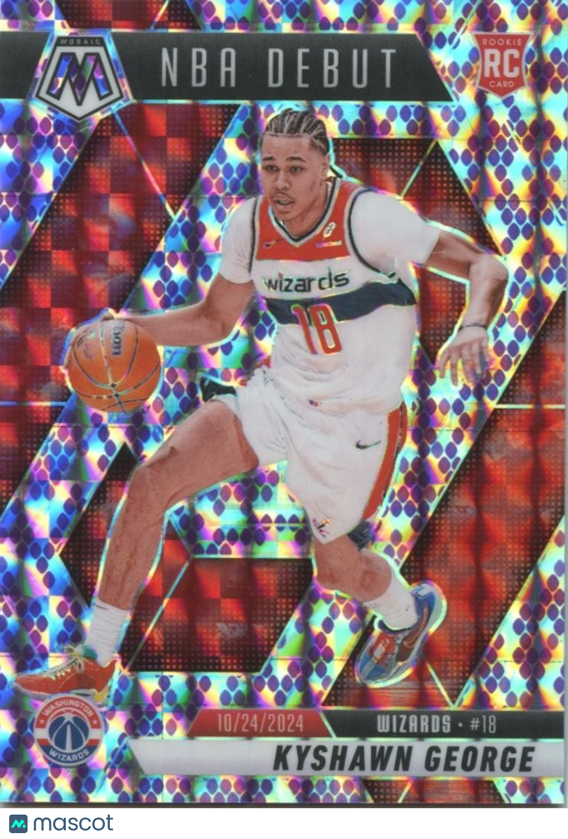 Kyshawn George 2024-25 Mosaic Purple Snakeskin SSP Rookie RC Wizards 3/24