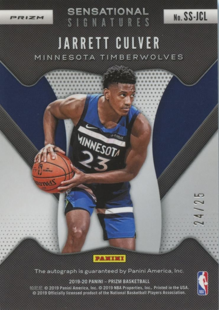 Jarrett Culver 2019-20 Prizm Mojo Auto Autograph RC Rookie Timberwolves 24/25