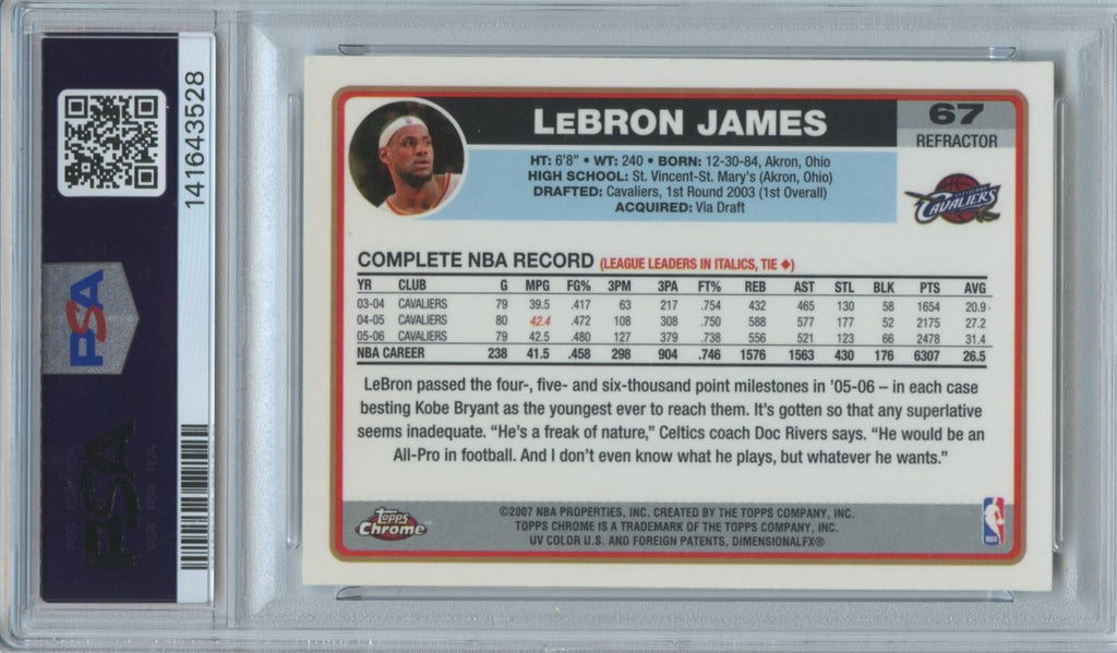 Lebron James 2006-07 Topps Chrome REFRACTOR Cleveland Cavaliers #67 PSA 6