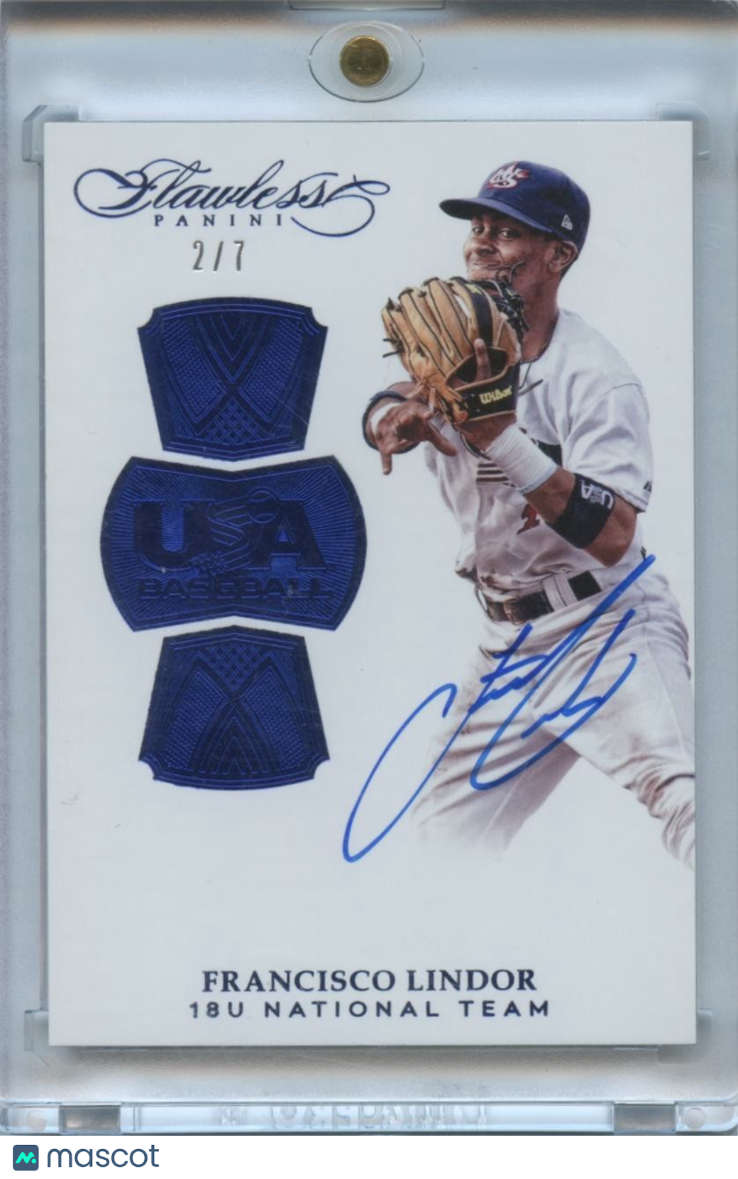 Francisco Lindor 2017 Flawless Auto Autograph Sapphire Gem USA Guardians 2/7