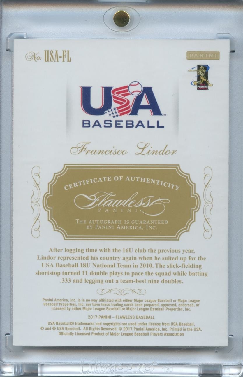 Francisco Lindor 2017 Flawless Auto Autograph Sapphire Gem USA Guardians 2/7