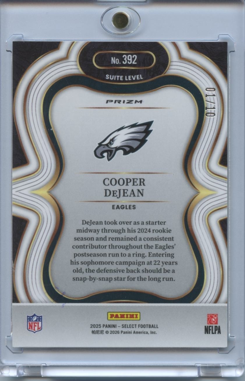 Cooper Dejean 2025 Select Suite GOLD Disco Prizm Philadelphia Eagles 1/10