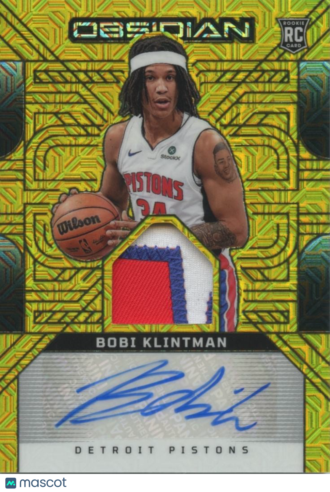 Bobi Klintman 2024-25 Obsidian GOLD Auto Autograph Patch RC Detroit Pistons 1/10