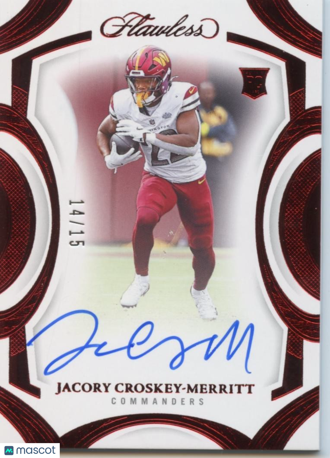 Jacory Croskey-Merritt 2025 Flawless Auto Autograph RC RED Commanders 14/15