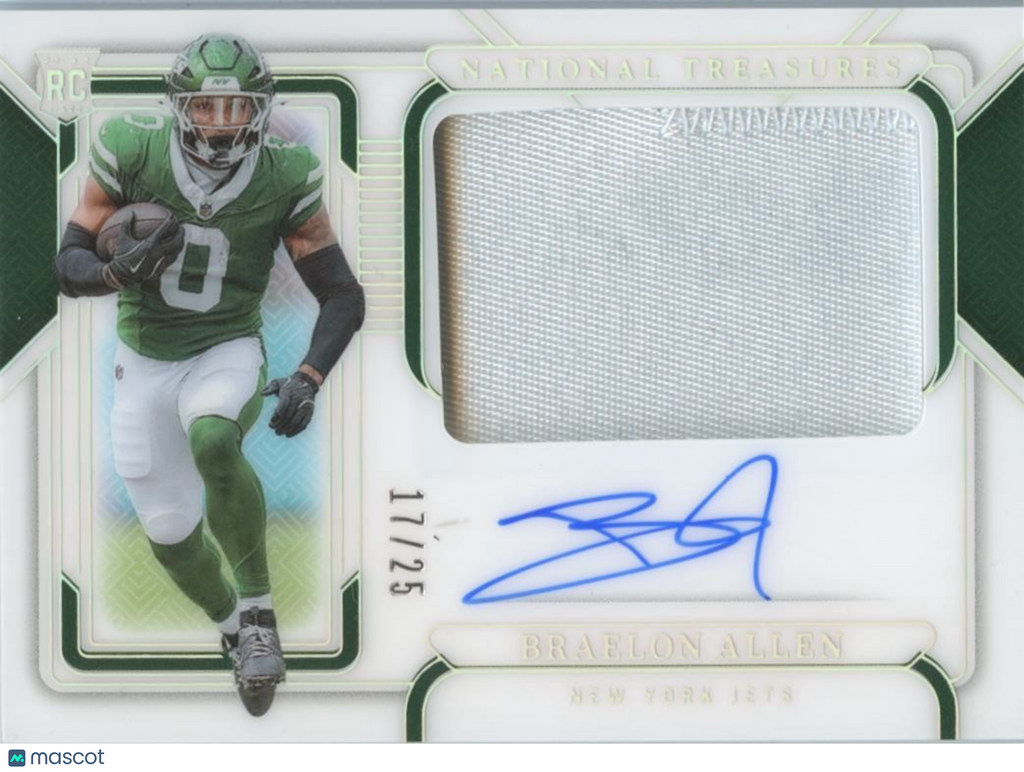 Braelon Allen 2024 National Treasures Auto Autograph Patch RC NY Jets 17/25