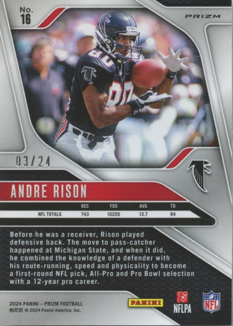 Andre Rison 2024 Prizm GOLD Sparkle Prizm SSP Atlanta Falcons 3/24