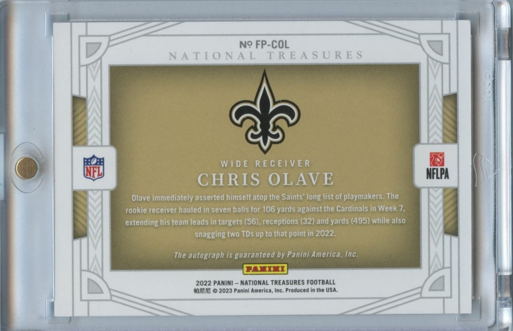 Chris Olave 2022 National Treasures Auto Autograph Rookie RC Saints 33/49