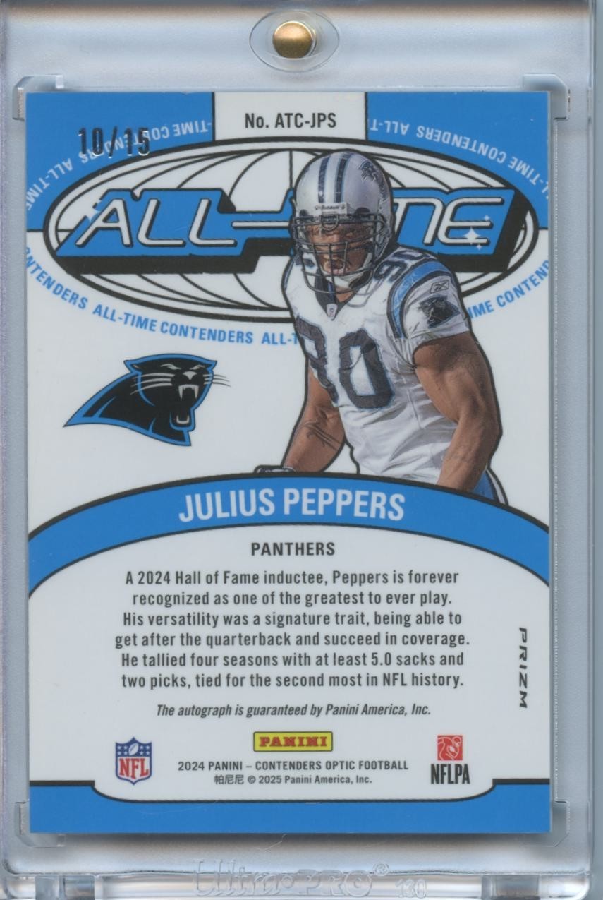 Julius Peppers 2024 Contenders Optic Auto Autograph Carolina Panthers 10/15
