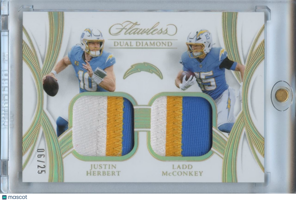 Justin Herbert / Ladd Mcconkey 2025 Flawless Dual Patch Los Angeles Chargers /25