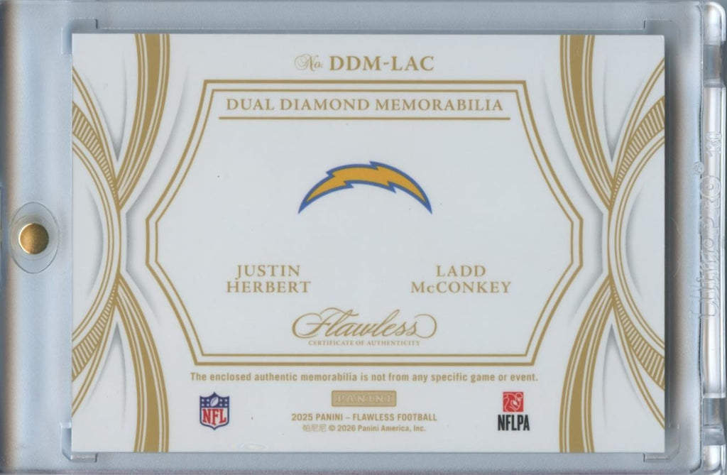 Justin Herbert / Ladd Mcconkey 2025 Flawless Dual Patch Los Angeles Chargers /25