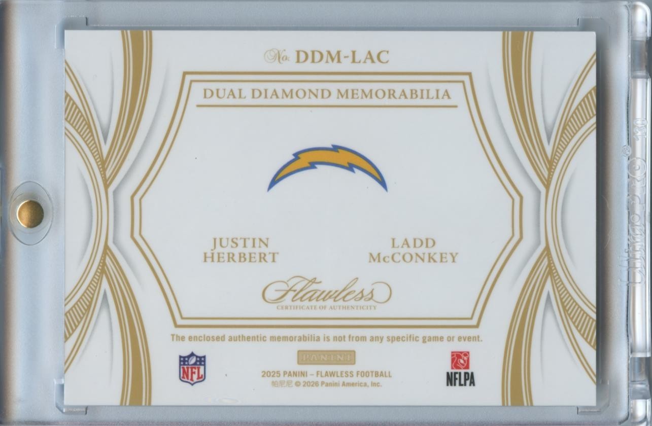 Justin Herbert / Ladd Mcconkey 2025 Flawless Dual Patch Los Angeles Chargers /25