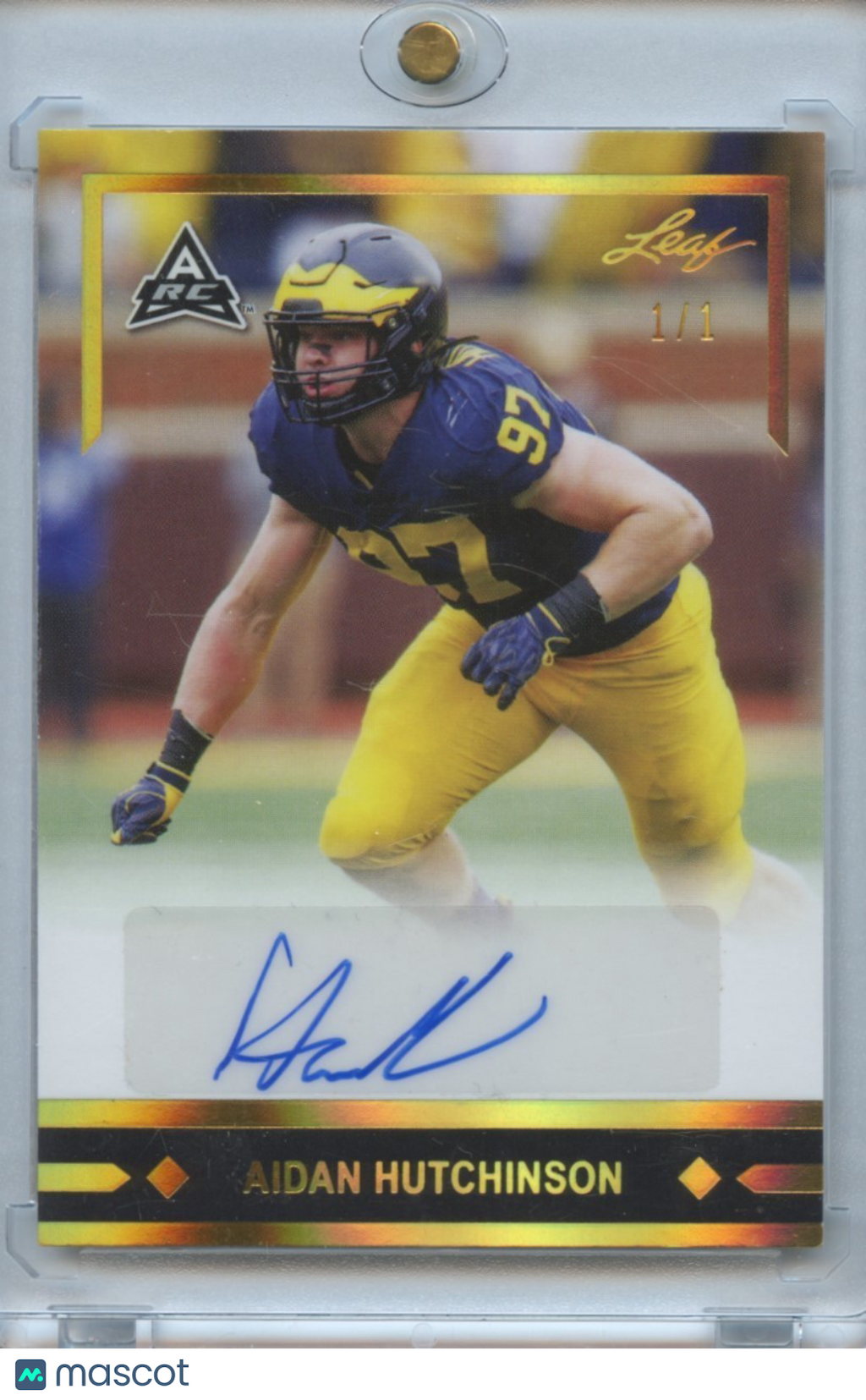 Aidan Hutchinson 2021 Leaf Auto Autograph GOLD 1/1 Rookie RC Michigan Lions
