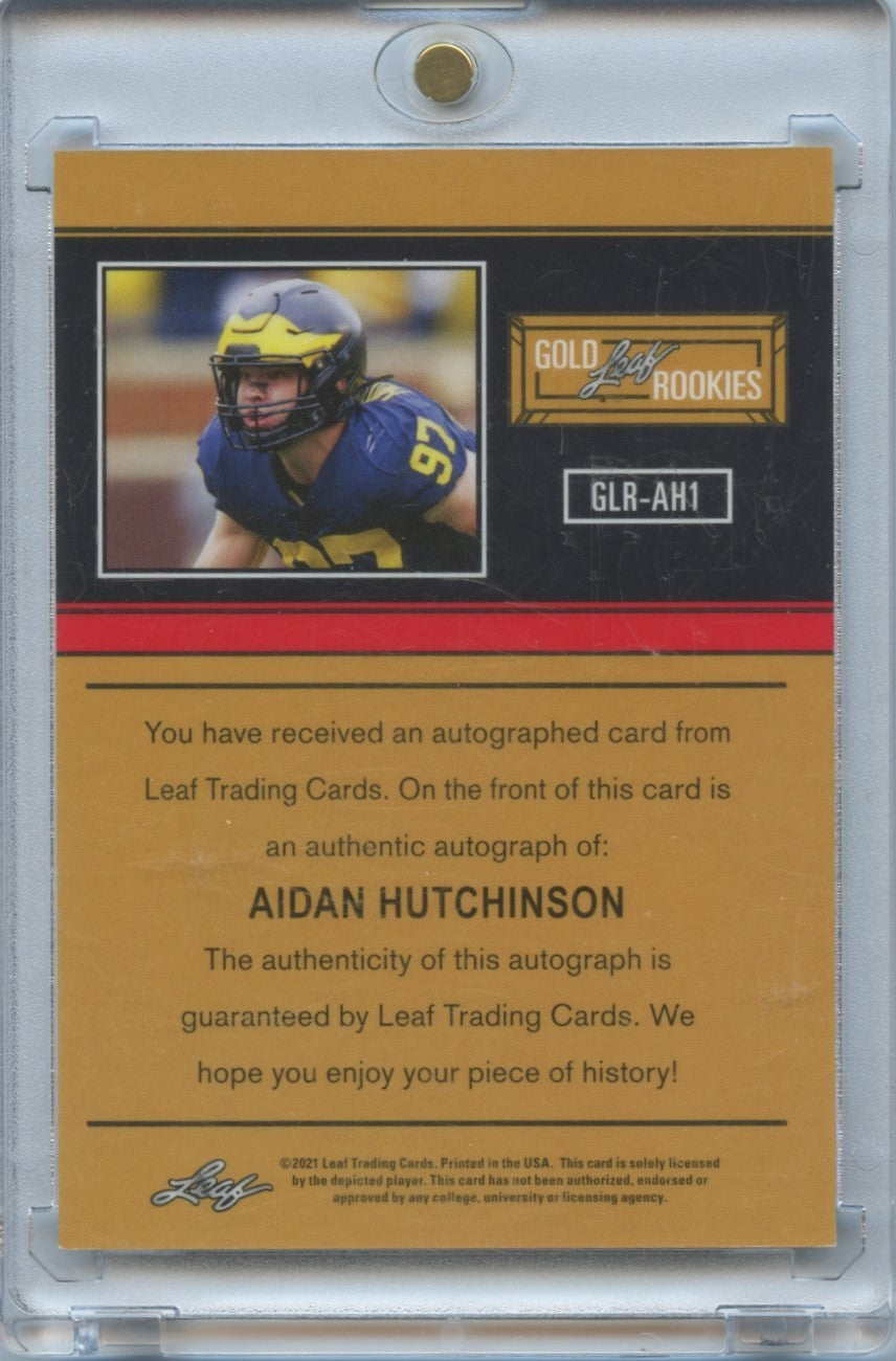 Aidan Hutchinson 2021 Leaf Auto Autograph GOLD 1/1 Rookie RC Michigan Lions