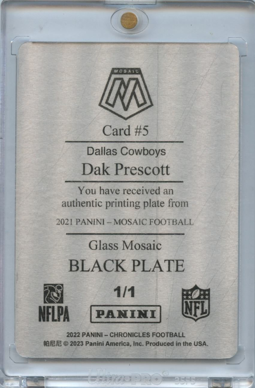 Dak Prescott 2021 Mosaic Stained Glass Printing Plate 1/1 Dallas Cowboys