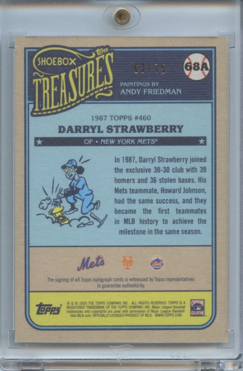 Darryl Strawberry 2025 Topps Shoebox Treasures Auto Autograph New York Mets /75