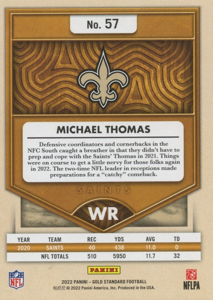 Michael Thomas 2022 Gold Standard FOTL Green New Orleans Saints 5/11