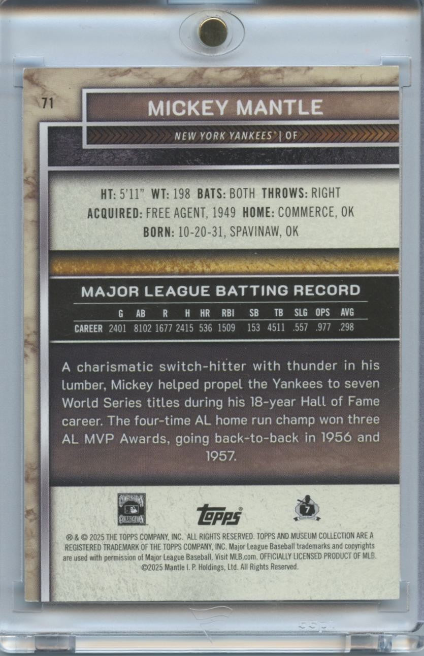 Mickey Mantle 2025 Museum Collection Platinum Blue New York Yankees 16/25