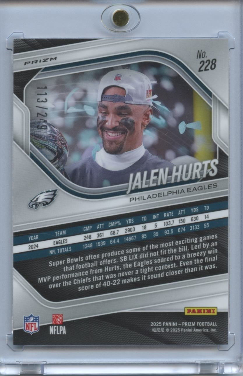 Jalen Hurts 2025 Prizm Orange Prizm Super Bowl Philadelphia Eagles 113/249