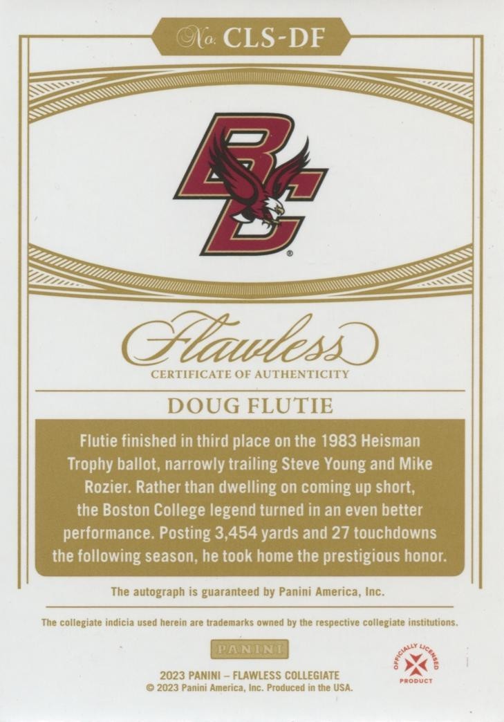 Doug Flutie 2023 Flawless Legends Red Auto Autograph Boston College 11/20