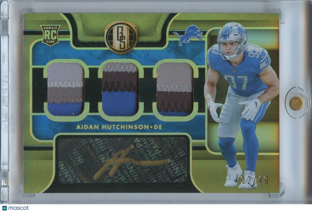 Aidan Hutchinson 2022 Gold Standard Auto Autograph Patch RC Detroit Lions 22/49