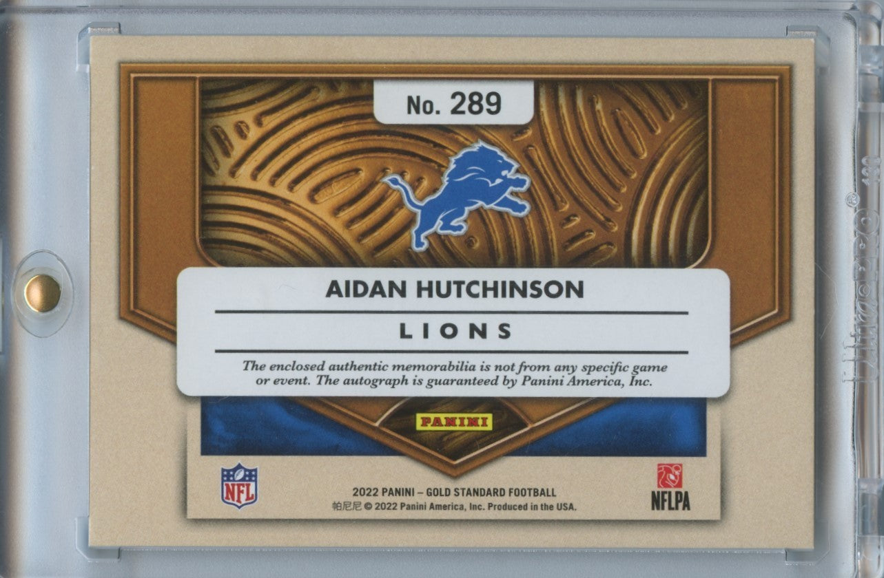 Aidan Hutchinson 2022 Gold Standard Auto Autograph Patch RC Detroit Lions 22/49
