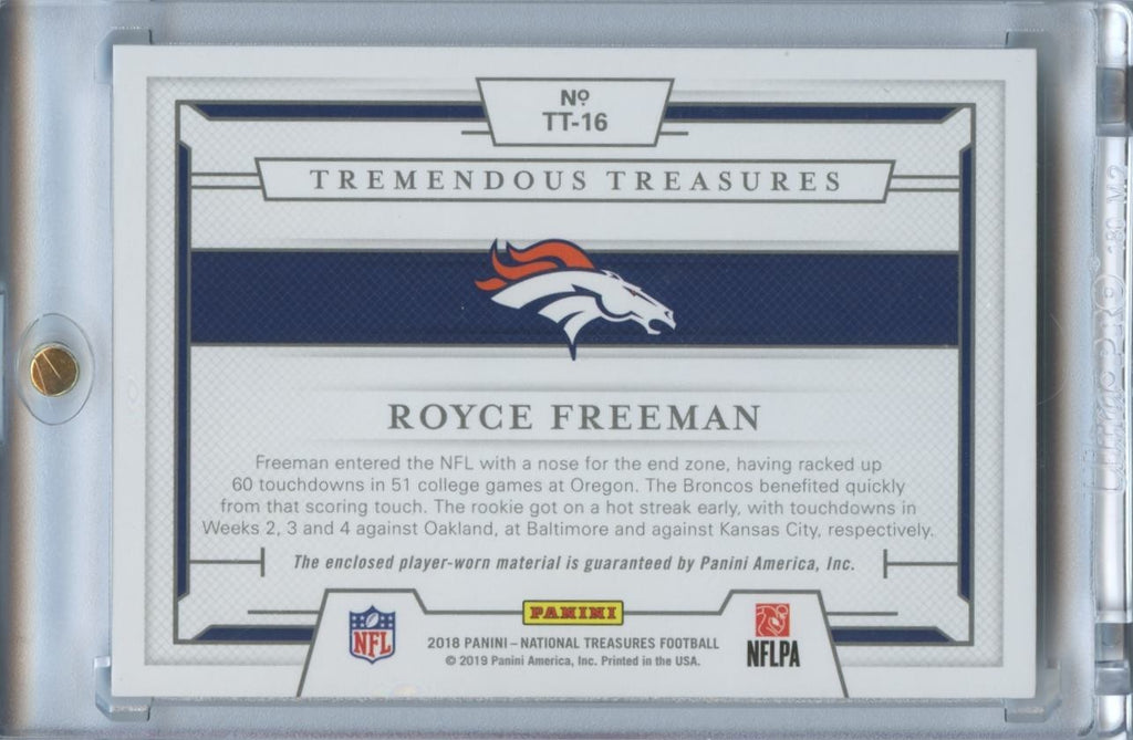 Royce Freeman 2018 National Treasures NFL Shield Patch RC Broncos Oregon  1/1