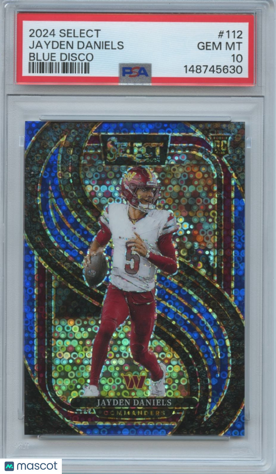 Jayden Daniels 2024 Select Blue Disco Prizm Rookie RC Commanders 12/25 PSA 10