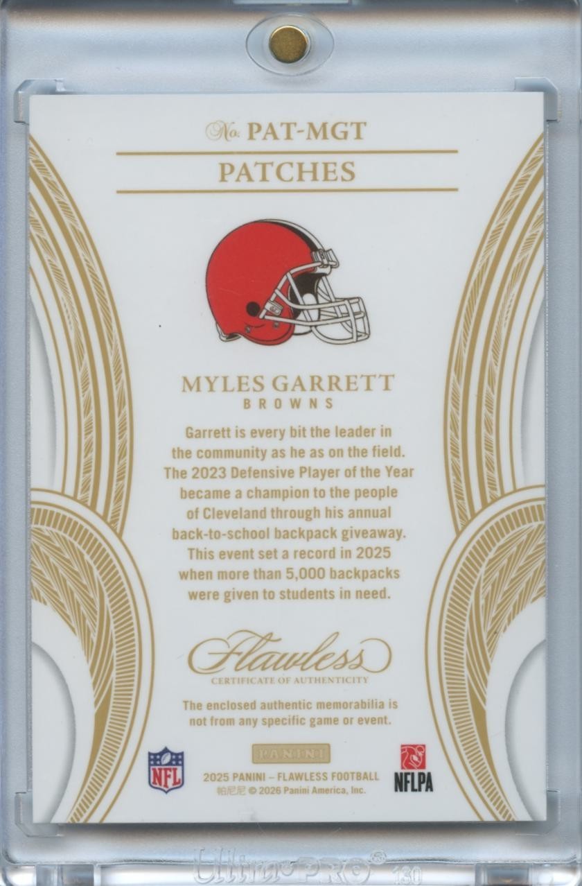 Myles Garrett 2025 Flawless 2 Color Jersey Patch Cleveland Browns 1/15