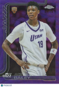 Ace Bailey 2025-26 Topps Chrome Purple Wave Refractor Rookie RC Utah Jazz 67/75